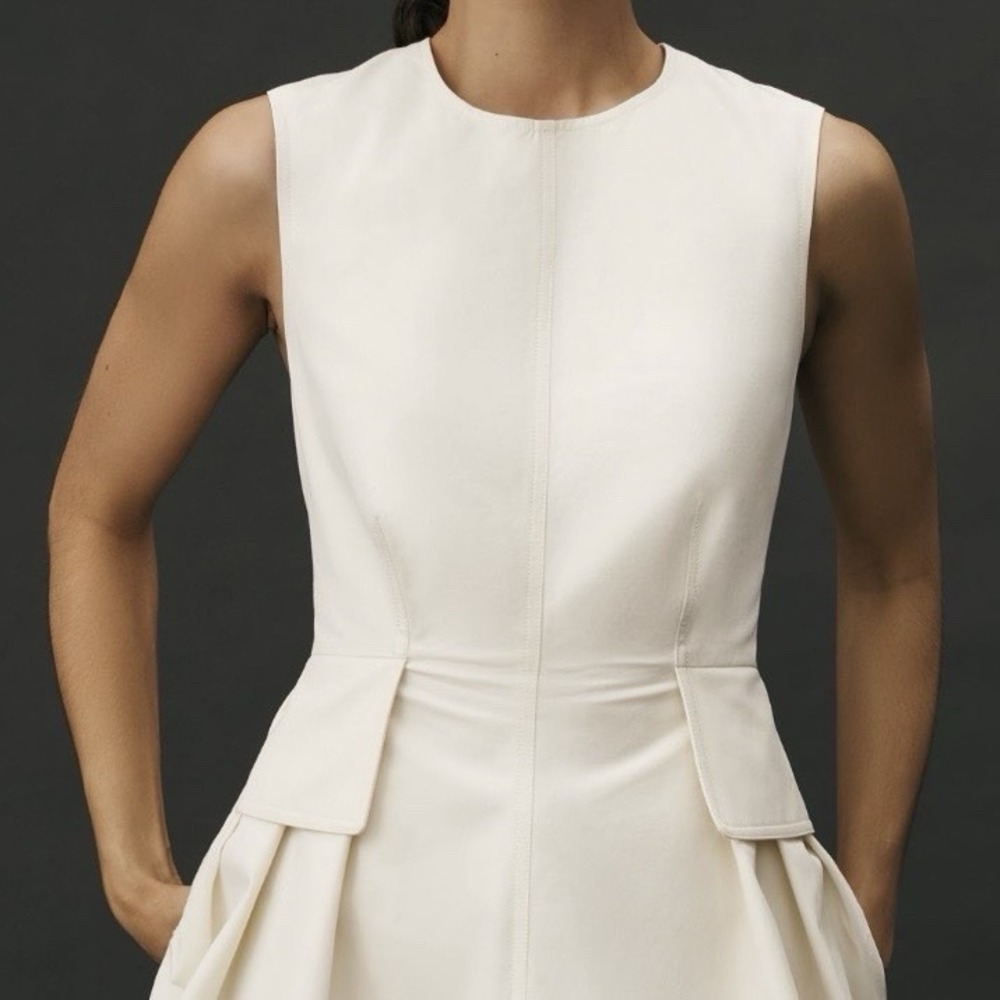 NWT Anthropologie Mare Mare Sleeveless Waisted Peplum Top Ivory Structured Sz XS
